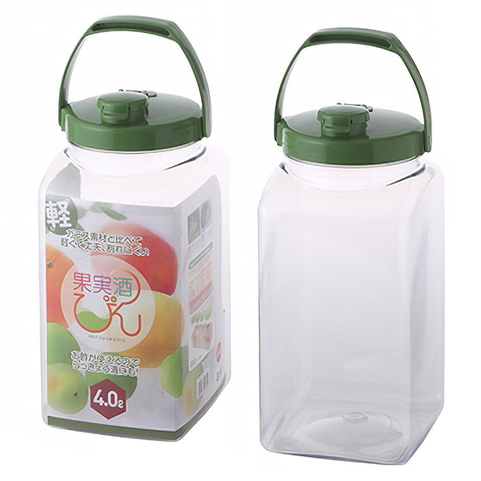 Takeya Japan 4L Square Fruit Liquor Bottle with Handle - Premium Quality for Refreshing Beverages-Kiichin - The #1 Place for Japanese Goods in Your Hand!