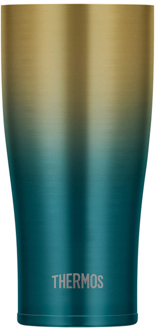 Thermos Japan 420Ml Blue Gold Vacuum Insulated Tumbler-Kiichin - The #1 Place for Japanese Goods in Your Hand!