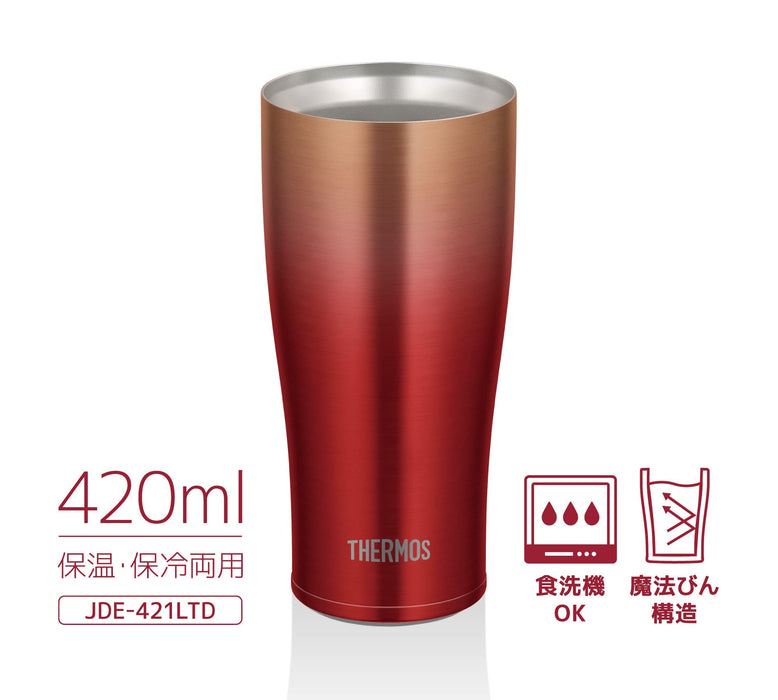 Thermos Japan 420ml Red Gold Vacuum Insulated Tumbler - JDE-421Ltd RGD-Kiichin - The #1 Place for Japanese Goods in Your Hand!