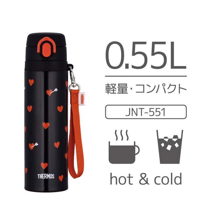 Thermos 550ml Vacuum Insulated Water Bottle - Japan Black Red JNT-551 BKR-Kiichin - The #1 Place for Japanese Goods in Your Hand!
