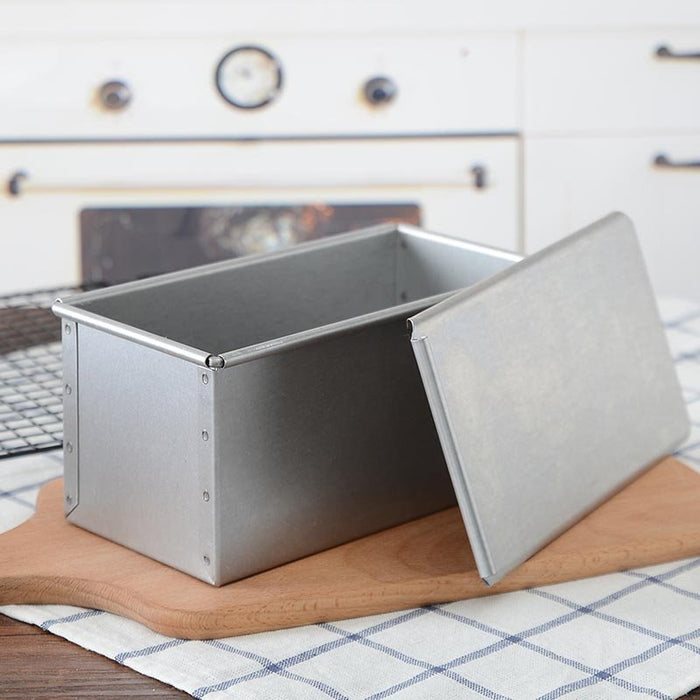 Tiger Crown Japan Square Bread Pan - Aluminized Steel, 1 Loaf, Sliding Lid-Kiichin - The #1 Place for Japanese Goods in Your Hand!