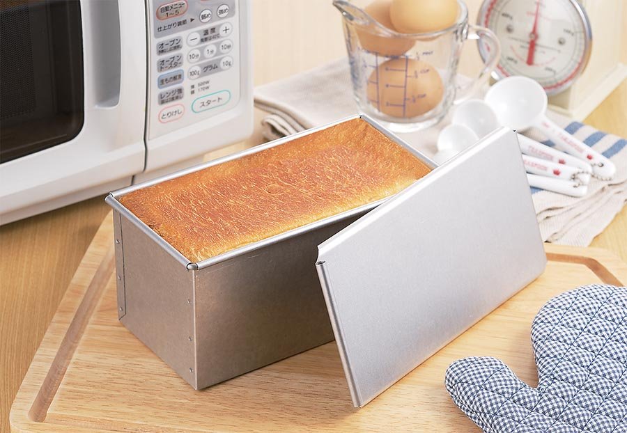 Tiger Crown Japan Square Bread Pan - Aluminized Steel, 1 Loaf, Sliding Lid-Kiichin - The #1 Place for Japanese Goods in Your Hand!