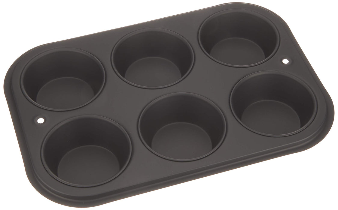 Tiger Crown 6P Black Steel Muffin Pan with Silicone Resin Coating - Heat Resistant up to 250°-Kiichin - The #1 Place for Japanese Goods in Your Hand!
