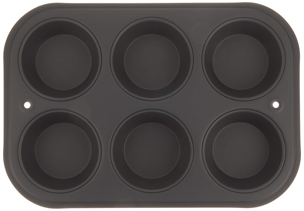Tiger Crown 6P Black Steel Muffin Pan with Silicone Resin Coating - Heat Resistant up to 250°-Kiichin - The #1 Place for Japanese Goods in Your Hand!