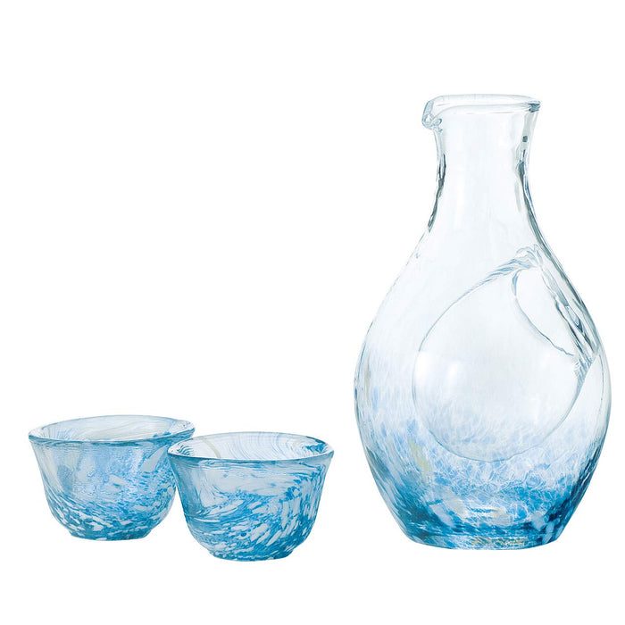 Toyo Sasaki Glass Cold Sake Set - Japan Blue Carafe 3-Pack-Kiichin - The #1 Place for Japanese Goods in Your Hand!