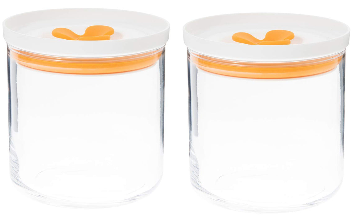 Toyo Sasaki Glass Kitchen Deli Keeper Storage Container - Orange (2 Pieces)-Kiichin - The #1 Place for Japanese Goods in Your Hand!