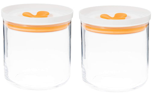 Toyo Sasaki Glass Kitchen Deli Keeper Storage Container - Orange (2 Pieces)-Kiichin - The #1 Place for Japanese Goods in Your Hand!