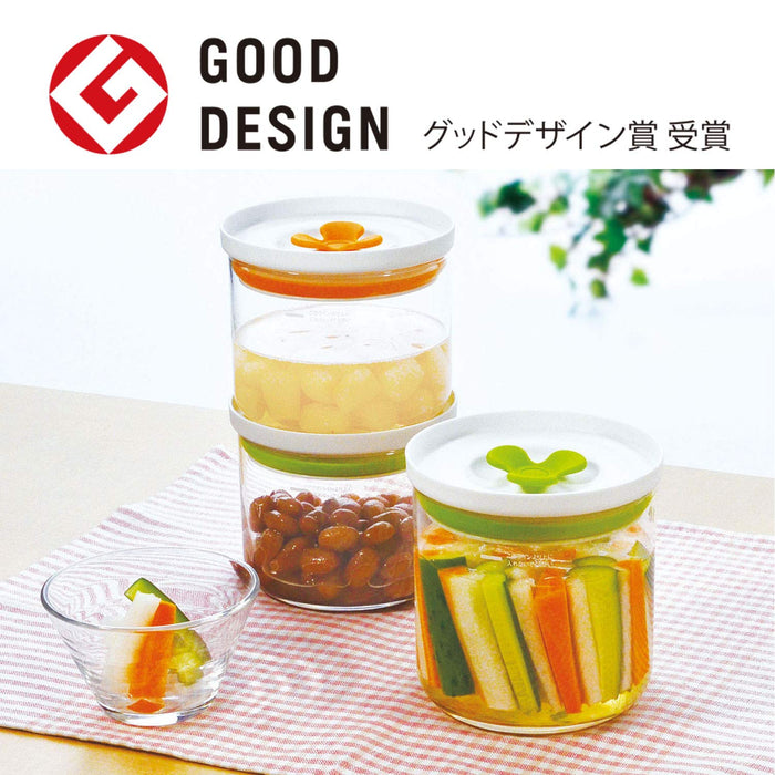 Toyo Sasaki Glass Kitchen Deli Keeper Storage Container - Orange (2 Pieces)-Kiichin - The #1 Place for Japanese Goods in Your Hand!