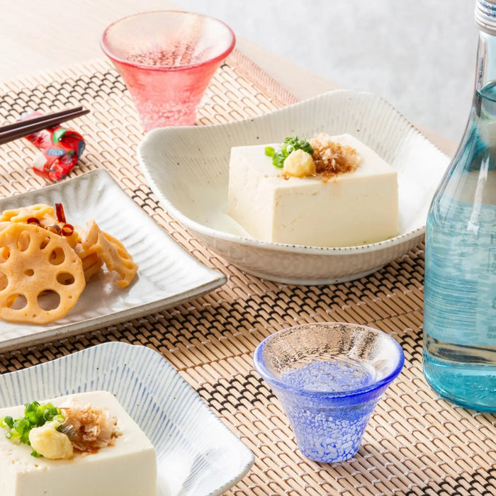 Toyo Sasaki Glass Mount Fuji Sake Cup - Blue & Red | Single-Kiichin - The #1 Place for Japanese Goods in Your Hand!