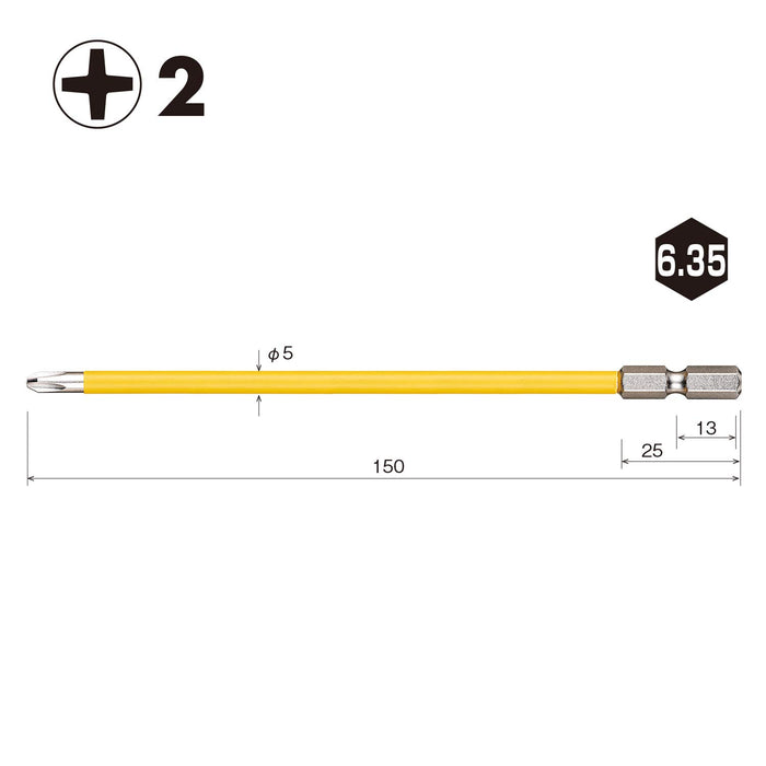 Vessel Covered Tube Bit Electric Ball Grip Driver USB162150 +2XΦ5X150mm-Kiichin - The #1 Place for Japanese Goods in Your Hand!