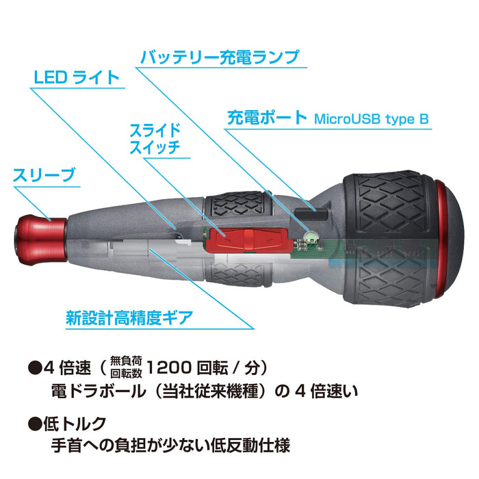 Vessel Electric Ball Grip Driver 220USB-S1 1 Bit High Speed Low Recoil-Kiichin - The #1 Place for Japanese Goods in Your Hand!