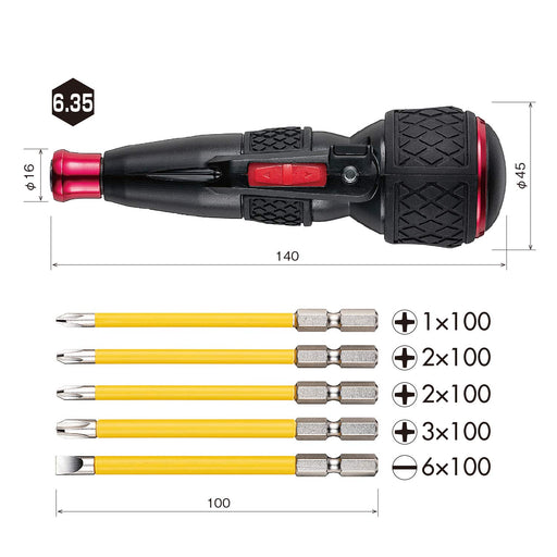 Vessel Electric Ball Grip Driver 5 Bits 220USB-5-Kiichin - The #1 Place for Japanese Goods in Your Hand!