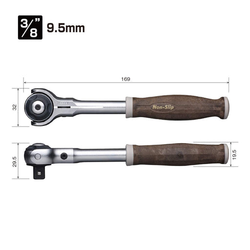 Vessel HRH3-SW 3/8in (9.5mm) Ratchet Handle Non-Slip Grip-Kiichin - The #1 Place for Japanese Goods in Your Hand!