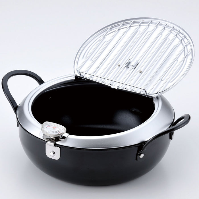 24cm Iron Tempura Pot with Lid - Made in Japan (TM-9090)-Kiichin - The #1 Place for Japanese Goods in Your Hand!
