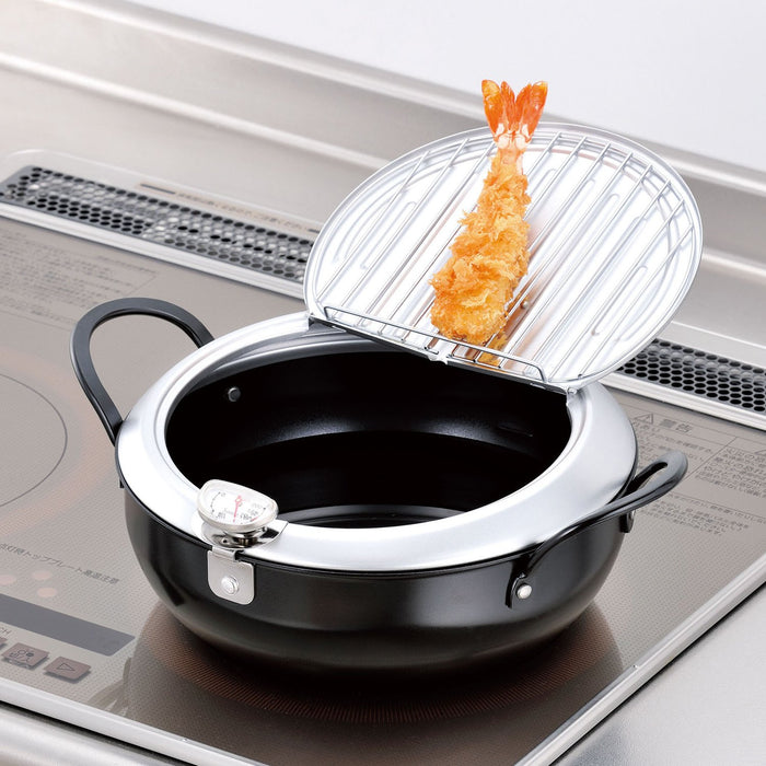 24cm Iron Tempura Pot with Lid - Made in Japan (TM-9090)-Kiichin - The #1 Place for Japanese Goods in Your Hand!