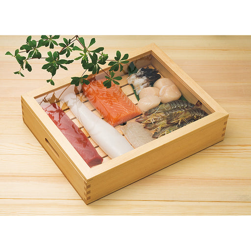 Yamacoh Extra Large Wooden Sushi Neta Case with Acrylic Cover-Kiichin - The #1 Place for Japanese Goods in Your Hand!