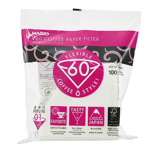 Hario V60 Paper Filter 01W - 100Pcs Japan - For 1-2 People-Kiichin - The #1 Place for Japanese Goods in Your Hand!