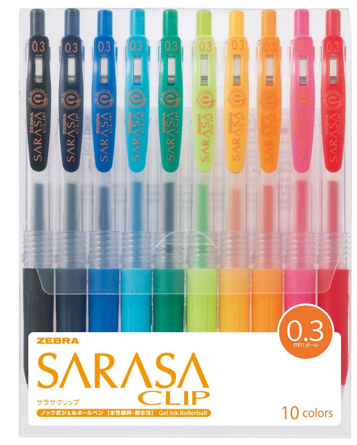 Zebra Sarasa Clip 0.3 Gel Pen - 10 Color Set-Kiichin - The #1 Place for Japanese Goods in Your Hand!