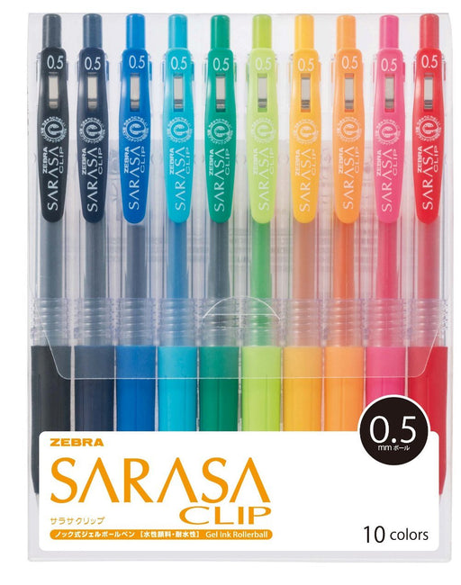 Zebra Sarasa Clip 0.5 Gel Pen - 10 Color Set-Kiichin - The #1 Place for Japanese Goods in Your Hand!