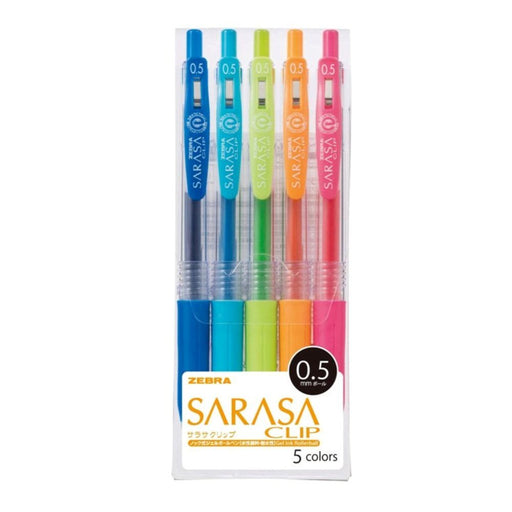 Zebra Sarasa Clip 0.5 Gel Pen - 5 Color Set-Kiichin - The #1 Place for Japanese Goods in Your Hand!