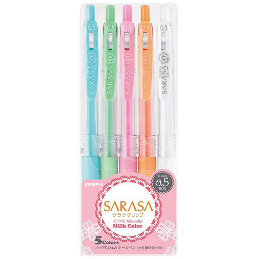 Zebra Sarasa Clip 0.5 Milk 5 Color Ballpoint Pen - Japanese JJ15-5C-MK-Kiichin - The #1 Place for Japanese Goods in Your Hand!