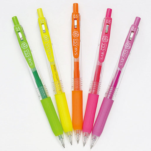 Zebra Sarasa Clip 0.5 Neon Ballpoint Pens - 5 Color Set-Kiichin - The #1 Place for Japanese Goods in Your Hand!