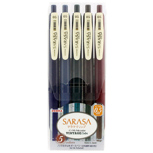 Zebra Sarasa Clip 0.5 Gel Pen - Vintage 5 Colors, Made in Japan-Kiichin - The #1 Place for Japanese Goods in Your Hand!