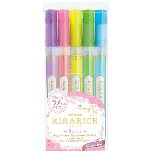 Zebra Japan Kirarich Highlighter Pen - 5 Color Set-Kiichin - The #1 Place for Japanese Goods in Your Hand!