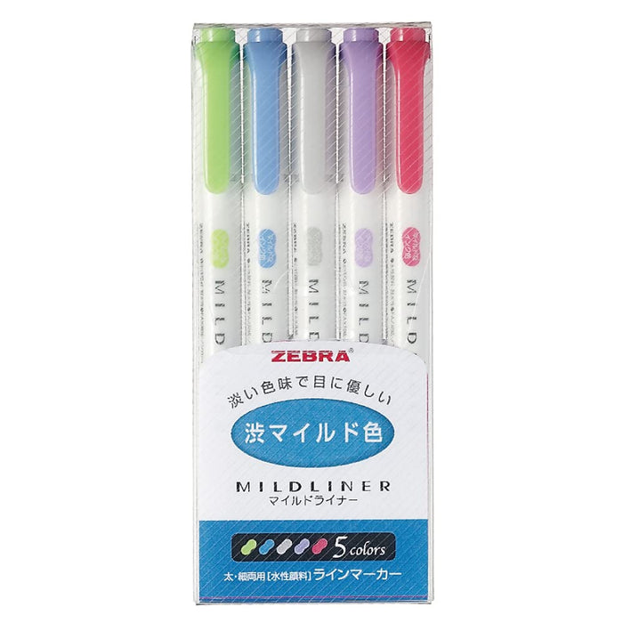 Zebra Mildliner Highlighter Pens - 5 Color Set, 6.1 x 14.3cm-Kiichin - The #1 Place for Japanese Goods in Your Hand!