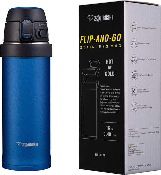 Zojirushi 16oz Stainless Steel Flip Mug - Cobalt Blue-Kiichin - The #1 Place for Japanese Goods in Your Hand!