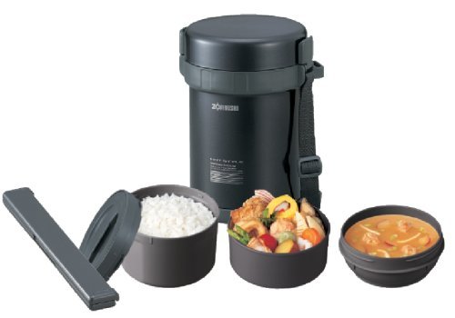 Zojirushi SL-GF18-BA Black Steel Lunch Jar O-Ben-To (3 Bowls)-Kiichin - The #1 Place for Japanese Goods in Your Hand!