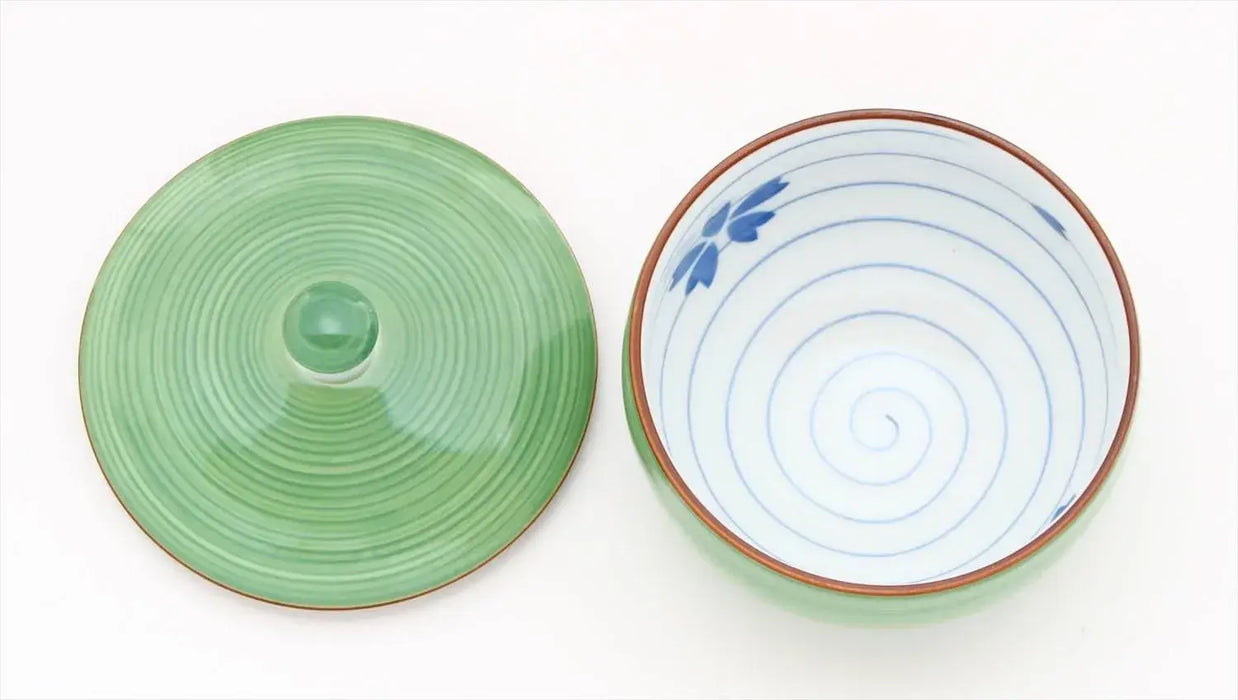 24to3 Nishitomi Ceramics Hasami Ware Green Glaze Cherry Blossom Tea Cup