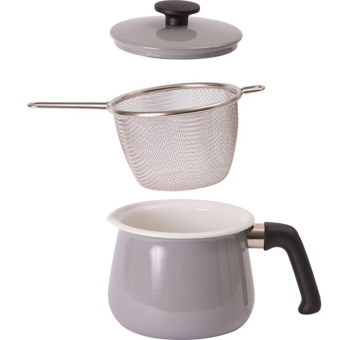 Wahei Freiz Enamel Multi-Pot Light Gray Induction Gas Safe With Colander-Kiichin - The #1 Place for Japanese Goods in Your Hand!
