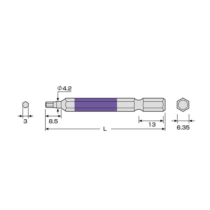 Anex 3mm x 65 Hexagonal Wrench Single Head Flat Anex Tool ACHX-3065-Kiichin - The #1 Place for Japanese Goods in Your Hand!