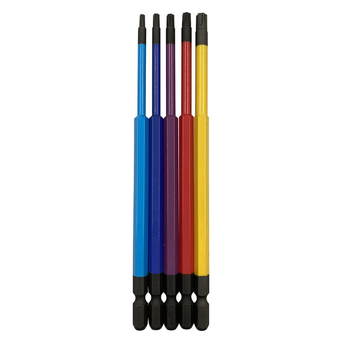 Anex Color Bit Hexlobe Single Head 150mm Storage Set of 5 Anex Tool ACTX5-150L-Kiichin - The #1 Place for Japanese Goods in Your Hand!