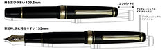 Sailor Professional Gear Slim Mini Black Fountain Pen with Medium Gold Nib 11-1303-420-Kiichin - The #1 Place for Japanese Goods in Your Hand!
