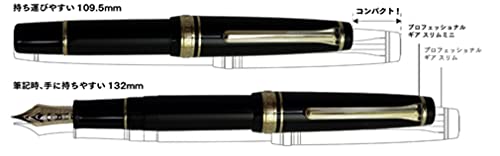 Sailor Professional Gear Slim Mini Black Fountain Pen with Medium Gold Nib 11-1303-420-Kiichin - The #1 Place for Japanese Goods in Your Hand!