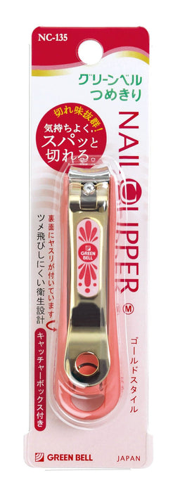 Green Bell Craftsmanship Gold Nail Clippers Medium Pink Nc-135