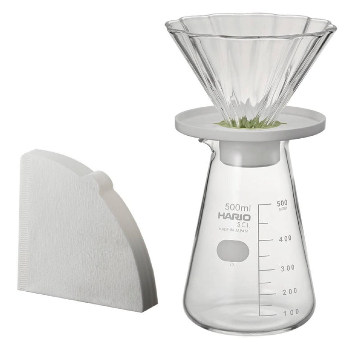 Hario CDB-3012-W Tea Dripper Bouquet Server Set for 1-4 Cups White Japan-Kiichin - The #1 Place for Japanese Goods in Your Hand!