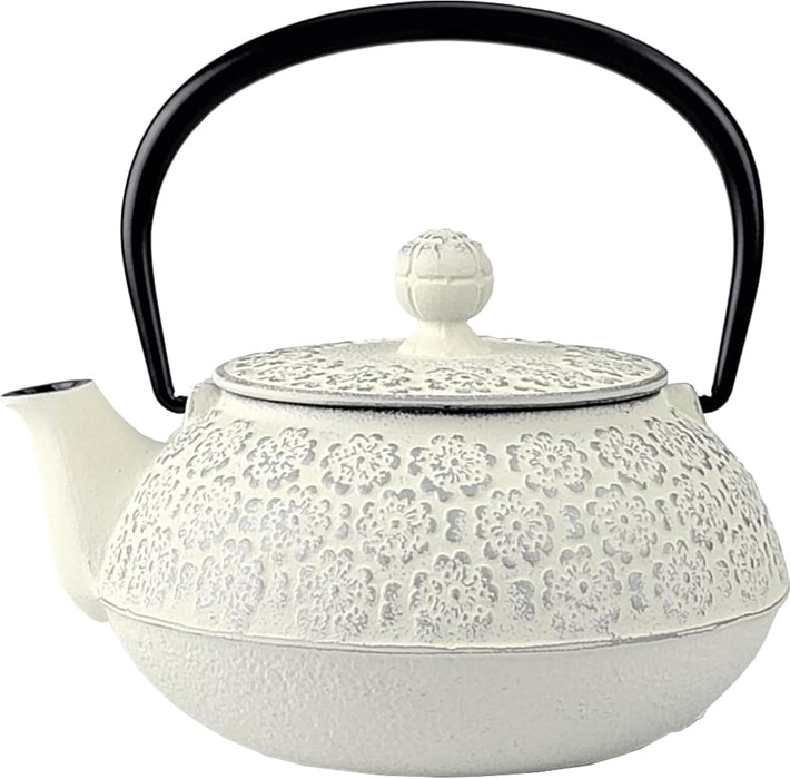 Iwachu 0.65L Sakura Silver Linen Teapot Nambu Ironware Enameled Interior-Kiichin - The #1 Place for Japanese Goods in Your Hand!