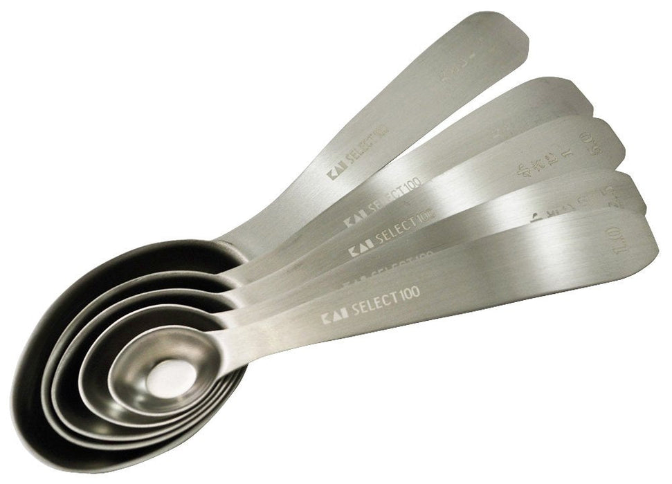 Kai Corporation Measuring Spoon Select100Gl Oval Type 5pcs DH3129-Kiichin - The #1 Place for Japanese Goods in Your Hand!