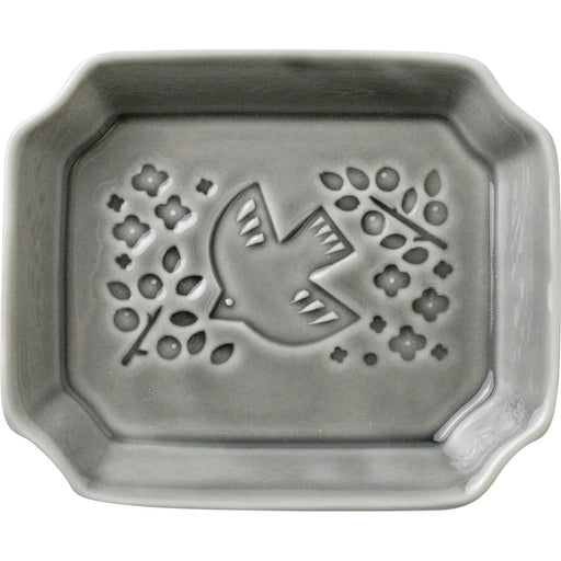 Minoru Pottery Mino Ware Ash Gray Rectangular Plate Pieni-Lintu-105-Kiichin - The #1 Place for Japanese Goods in Your Hand!