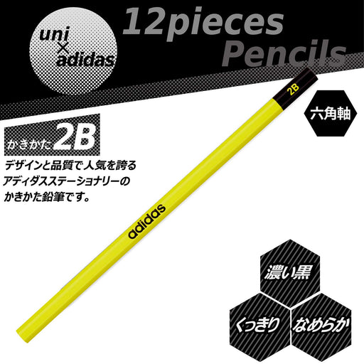Mitsubishi Pencil Uni Adidas 2B Drawing Pencils - Blue Black Hexagonal Shaft 1 Dozen-Kiichin - The #1 Place for Japanese Goods in Your Hand!