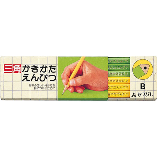 Mitsubishi Pencil Triangular Shaft B Yellow Green Drawing Pencil 1 Dozen Pack-Kiichin - The #1 Place for Japanese Goods in Your Hand!