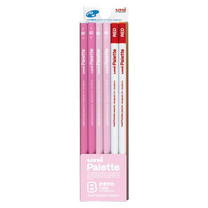 Mitsubishi Pencil Uni Palette B Drawing Pencil Red Pastel Pink Pack of 12-Kiichin - The #1 Place for Japanese Goods in Your Hand!