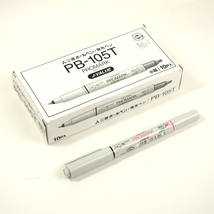 Mitsubishi Pencil ProMark Pb105T.13 Dual-Function Highlighter Ballpoint Pen Peach 10-Pack-Kiichin - The #1 Place for Japanese Goods in Your Hand!