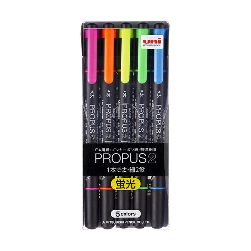 Mitsubishi Pencil Propass 2 Highlighter - Set of 5 Colors Pus101Tn5C-Kiichin - The #1 Place for Japanese Goods in Your Hand!