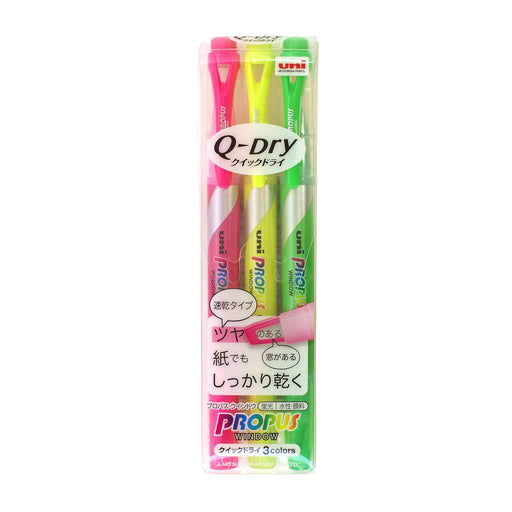 Mitsubishi Pencil Propass Window Quick Dry Highlighter Set 3 Colors-Kiichin - The #1 Place for Japanese Goods in Your Hand!