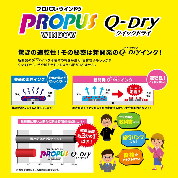 Mitsubishi Pencil Propass Window Quick Dry Highlighter 5 Colors Set-Kiichin - The #1 Place for Japanese Goods in Your Hand!