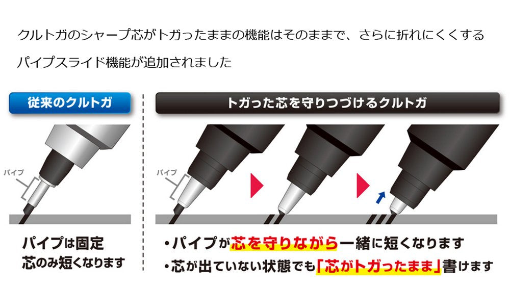 Mitsubishi Pencil Kurtoga Mechanical Pencil 0.5 Pipe Slide in Pink M54521P.13-Kiichin - The #1 Place for Japanese Goods in Your Hand!